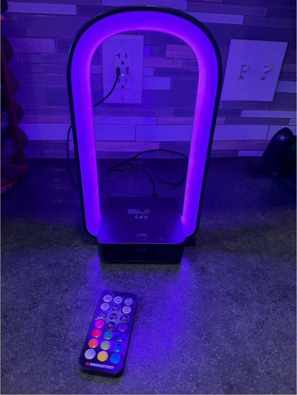 Modern Oval LED Lamp & Wireless Charger with Color Remote